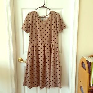 XL Tan and Black Polka Dot Lularoe Amelia